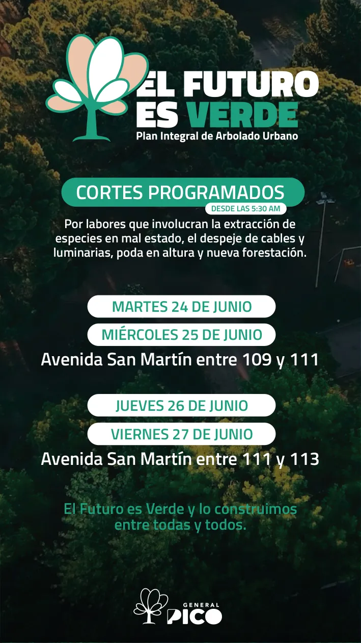 Flyer cortes programados El Futuro es Verde 24 al 27-06
