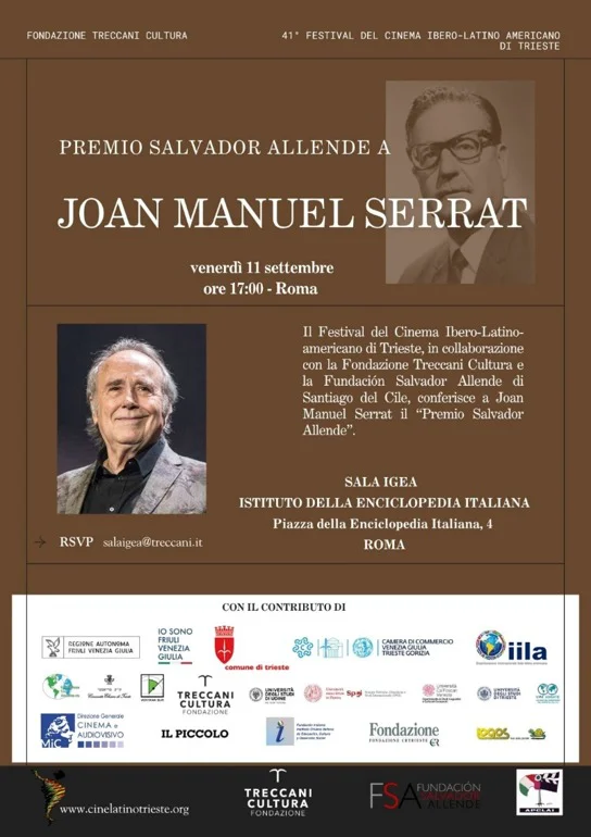 Flyer Premio Salvador Allende 2026 a Joan Manuel Serrat