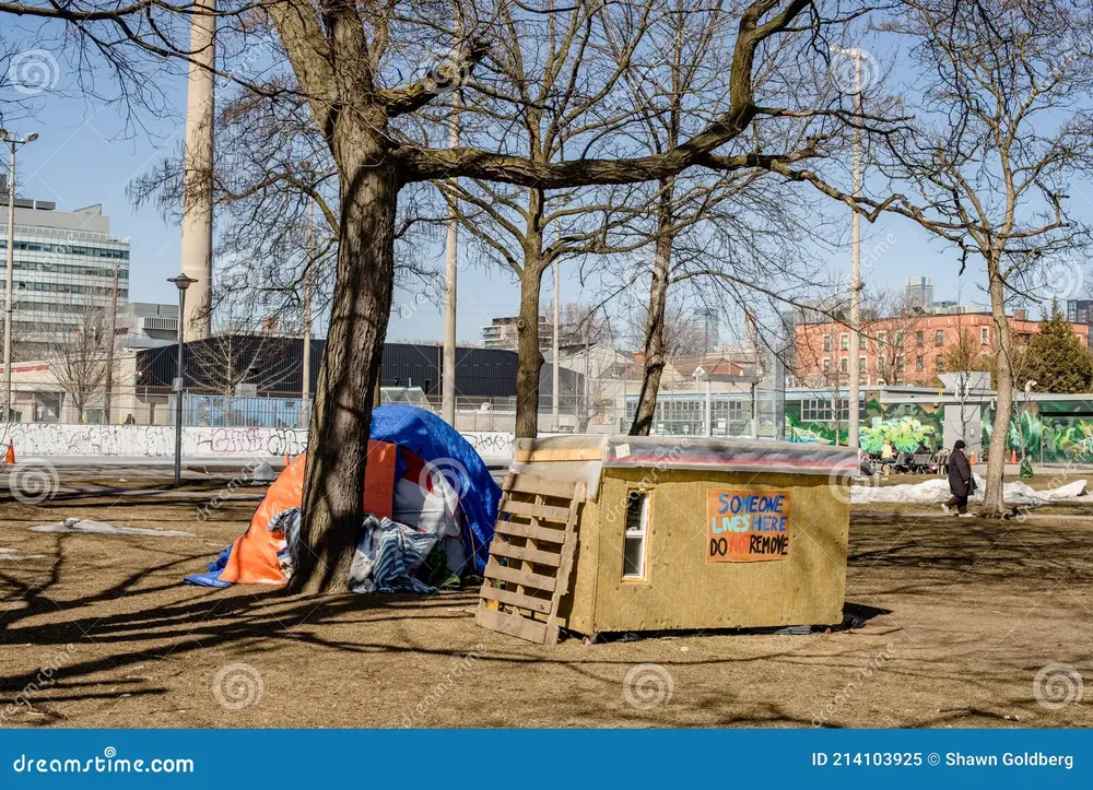 toronto-ontario-canadá-marzo-pequeños-refugios-portátiles-construidos-para-personas-sin-hogar-en-el-parque-alexandra-diminutos-214103925